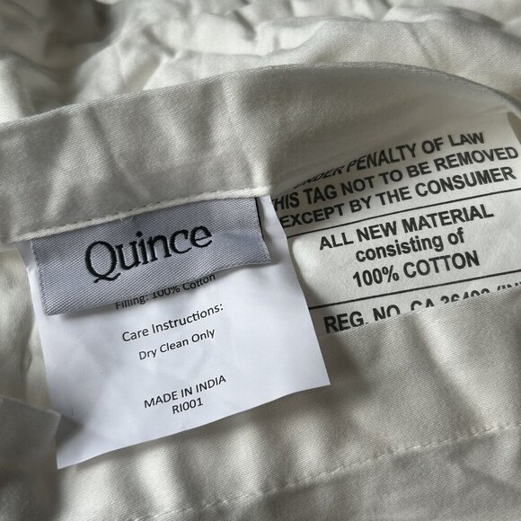 Quince Silk Pick Stitch Sham Set of 2 20x26 Ivory Standard White Cotton Bedding - Picture 5 of 9